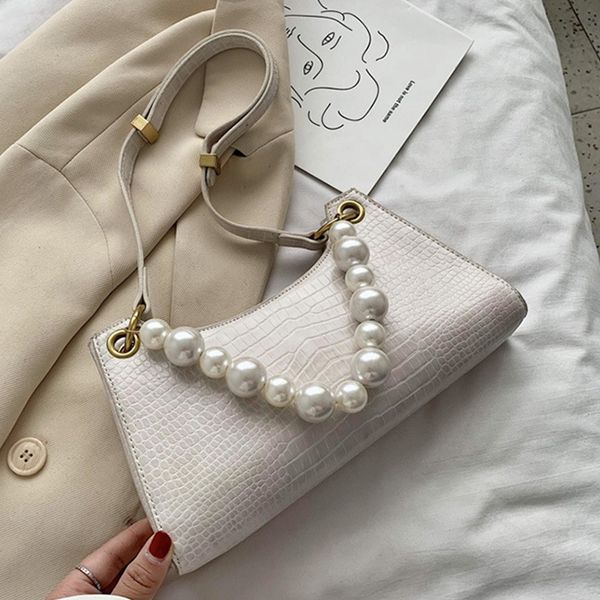 

vintage small pearl shoulder bags for women leather designer baguette bag lady travel purses and handbags bolso