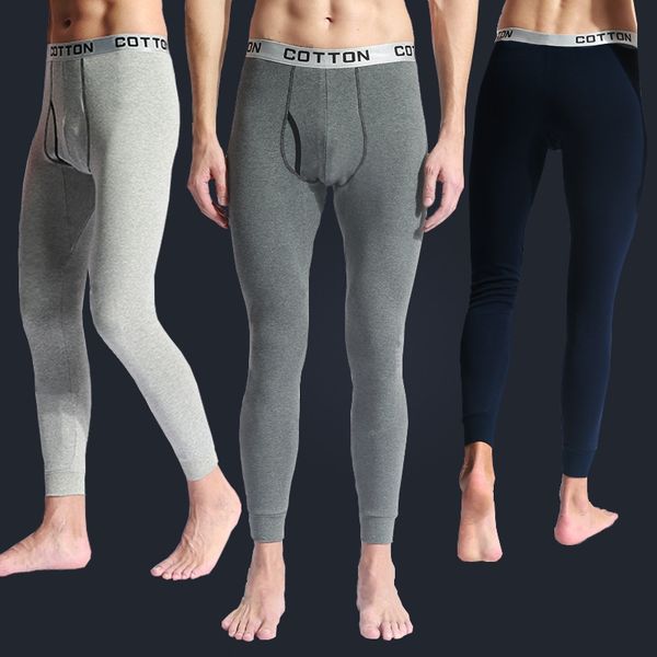 

men's autumn men's pure warm pantscotton single piece thin warm pants woolen pants slim youth student underwear base, Black;brown