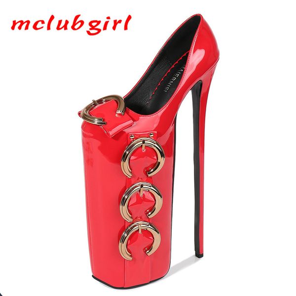 

dress shoes mclubgirl 20cm platfrom 30cm high-heeled metal buckle steel tube dance nightclub women's manufacturers wz, Black