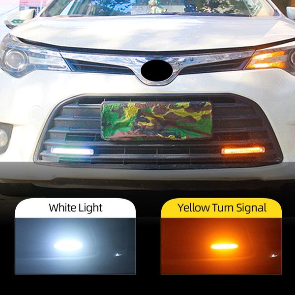 2 stücke Universal Tagfahrlicht COB DRL mit gelbem Signal LED Auto Lampe Außenlichter Auto Wasserdichte Auto Styling