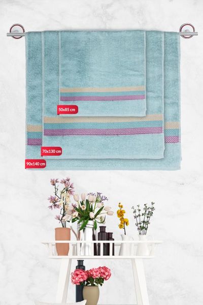 

3 pcs cotton towel set, made in turkey (cm / 50x85 / 70x130 90x140)