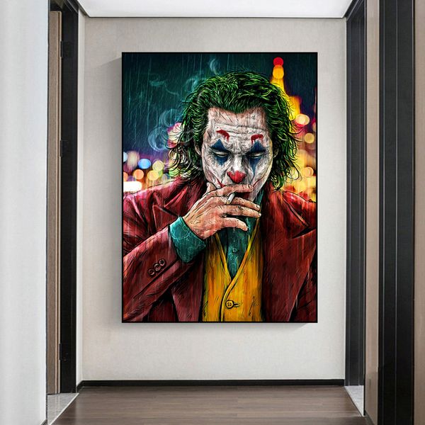 

Movie Star The Joker Oil Canvas Painting Poster Prints Joker Comic Wall Art Painting Pictures for Living Room Home Decor