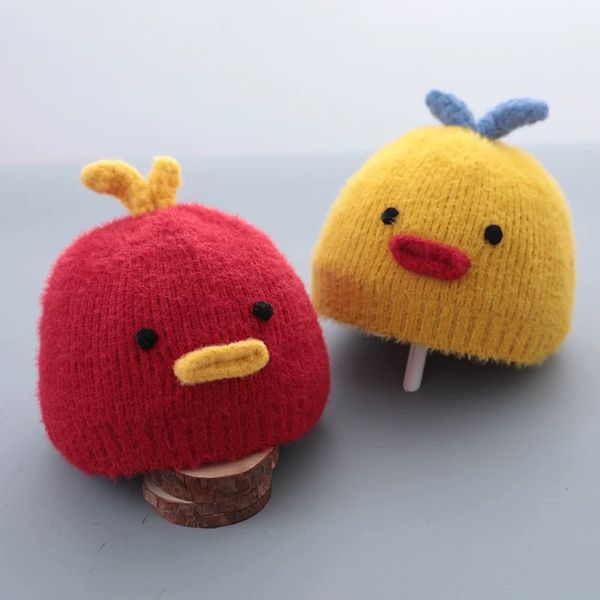 

winter warm newborn baby hat cartoon little duck baby girl boy hat soft knitted toddler infant cap bonnet beanie accessories, Yellow