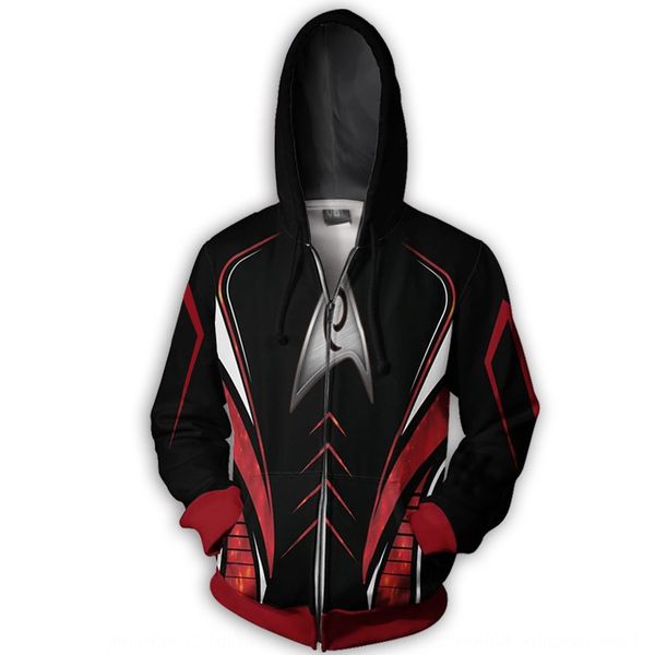 

new star trek classic cosplay peripheral 3d digital printed men's digital sweater zipper sweater, Black