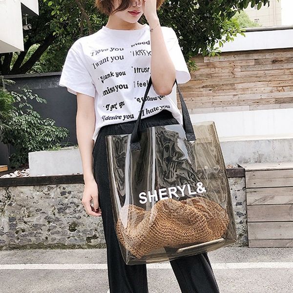 

abdb transparent womens handbag fashion bag transparent plastic jelly bag beach bag summer shoulder