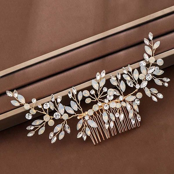 

new handmade gold flower crystal bridal hair combs rhinestone women decoration wedding hair accessories headpiece jewelry, Golden;silver