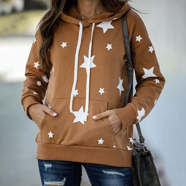 

laamei women hoodies star print hooded sweatshirts long sleeve casual hooded oversized pullovers plus size hoodies, Black