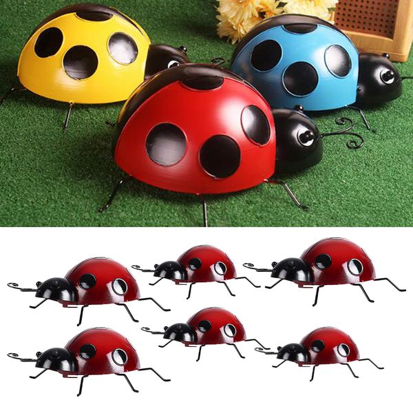 

6pcs lovely metal ladybird figurines outdoor garden insect ladybug decor 10+16cm