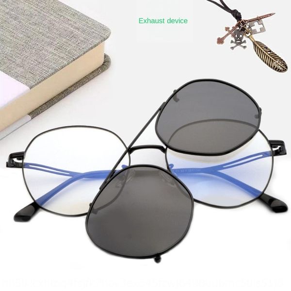 

integrated adhesive hook clip sun metal full frame myopia polarized sun sunglasses glasses frame, Silver