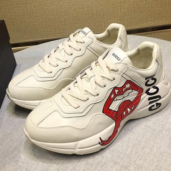 

womens casual shoes sneakers breathable footwears trainers with origin box womens rhyton sneaker casual shoes luxury style zapatos de mujer, Black