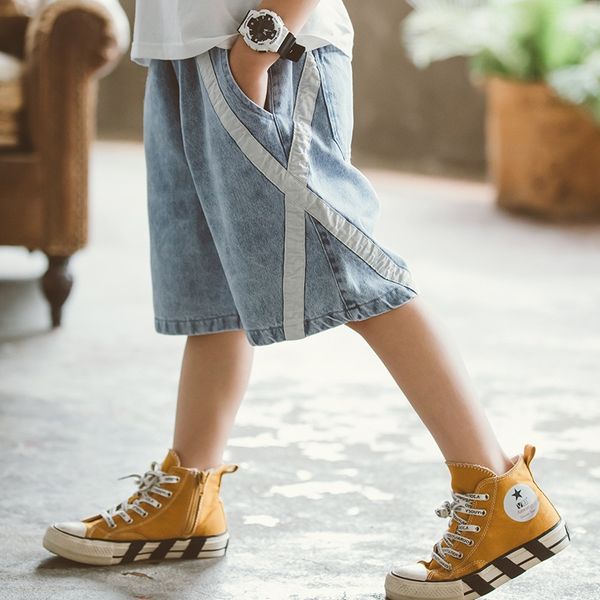 

cjovz clothing boys' denim shorts summer ankle-length pants children's cropped pants 2020 summer new medium and large children, Blue