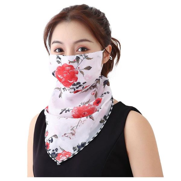 

breathable women sun protection print face scarf dustproof women outdoor protection neck scarf face washable hiking scarves, Black