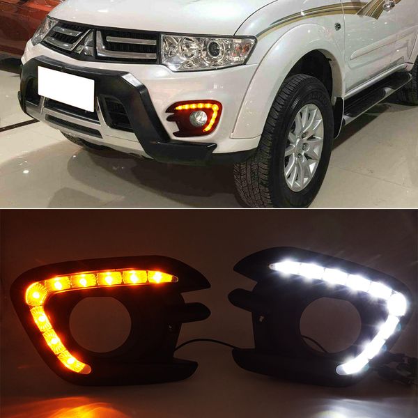 1 комплект LED DRL для Mitsubishi Pajero Sport Montero Sport 2013 2014 2015 Дневные ходовые огни Противотуманные лампы Крышка автомобиля Стайлинг