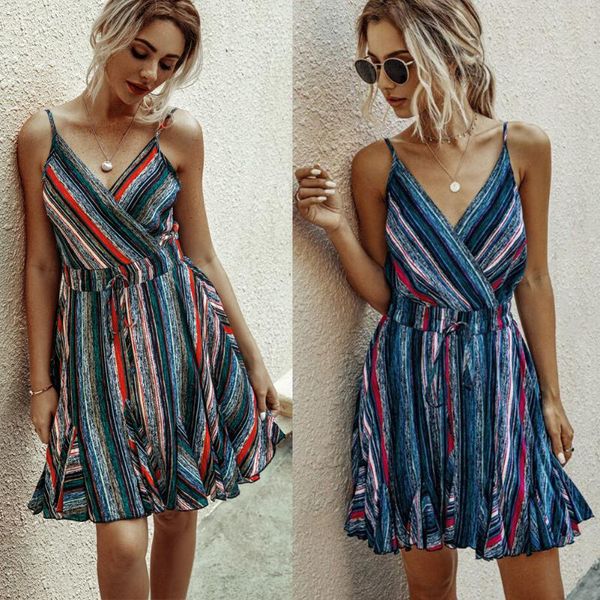

casual dresses bandage backless bodycon dress women sleeveless halter summer snake print short party striped sundress, Black;gray