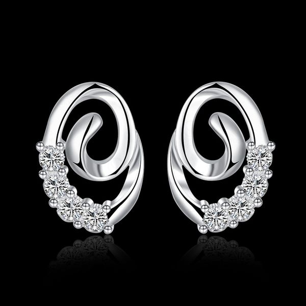 

2020 plated women earrings,silver new fashion jewelry,personality spiral with zircon ladies earring christmas gift, Golden;silver