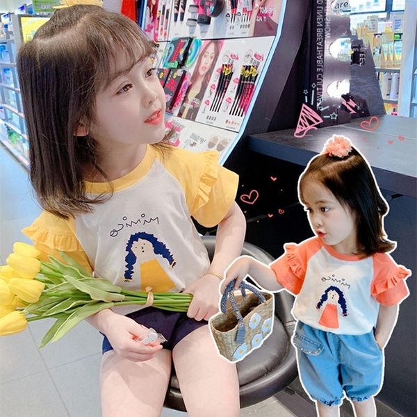 

yeamp girls summer short-sleeved t- lace underpants children's clothing underpants baby net red ocean fashion korean style cartoon lotu, Blue