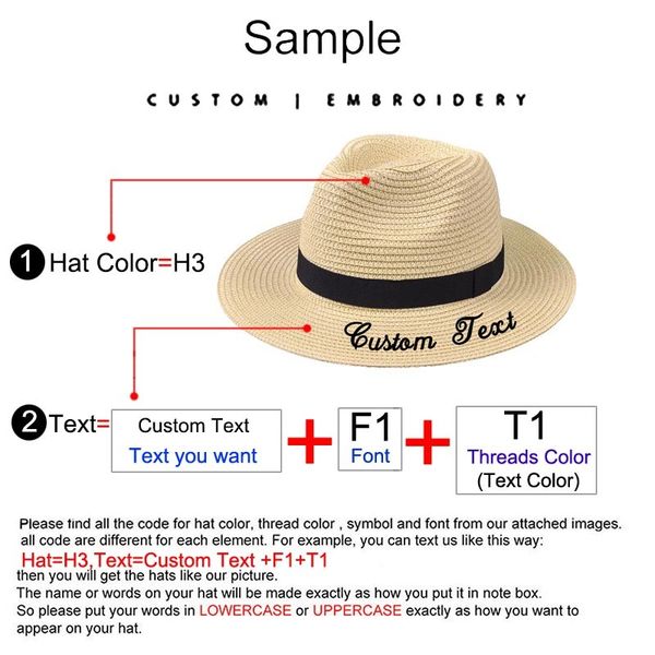

вышивка персонализированных пользовательских текст имя унисекс вс большой брим соломы открытый пляж летний topper hat y200714, Blue;gray