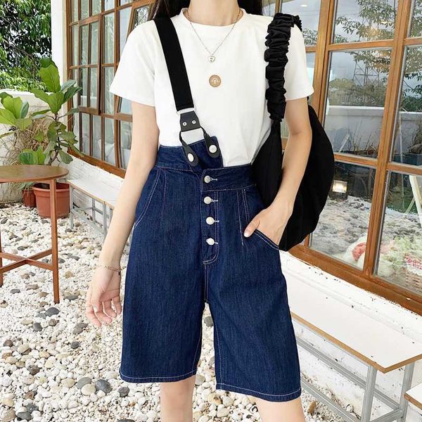 

новые джинсовые шорты для женщин колледжа стиль denim шорты vintage омывается моды одно плечо ремень, Blue