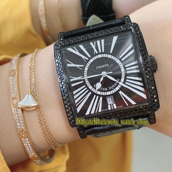 

new square white 6000 r dt cd col drm k lady-watches master d dial eta a2824 automatic womens watch iced out diamonds-inlay-bezel ppsg, Slivery;brown