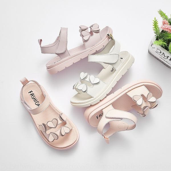 

girls' genuine leather 2020 new korean medium and sandals and large children soft bottom little girl fashion princess sandals, Black;red