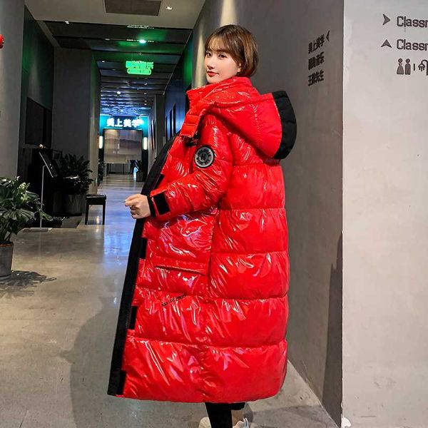 

2020 winter jackets for women x-long thick cotton padded oversized women's parkas hooded stand collar with epaulet casual coats, Black