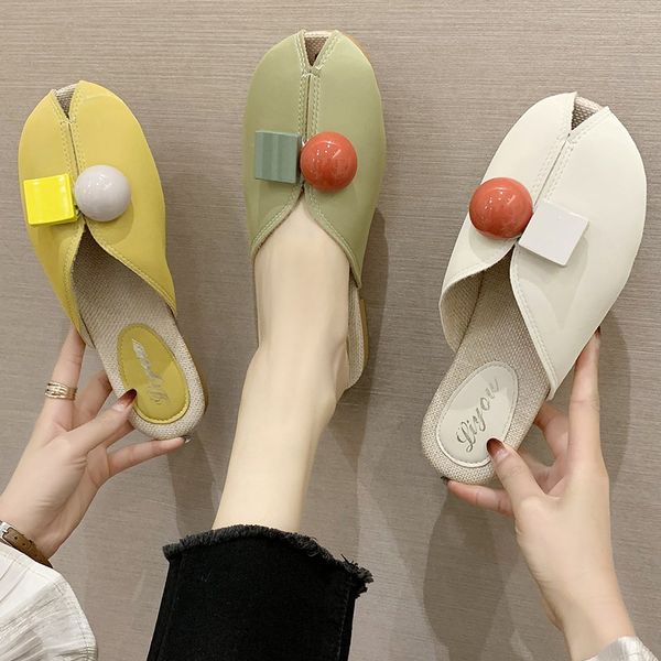 

shoes low cover toe slippers flat loafers shallow luxury slides mules for women 2020 pantofle designer new basic pu rubber, Black