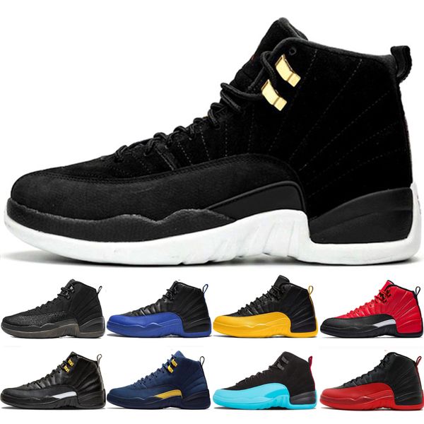 

men 12s basketball shoes reverse taxi white black taxi college navy winterized michigan university blue the master sneakers