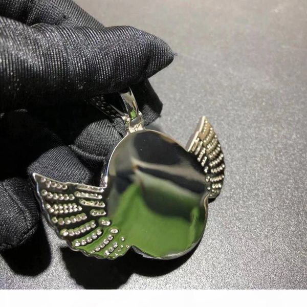 

custom picture pendant hip hop custom personality p pendant whole sale female jewelry picture pendant iced out wing engrave, Silver