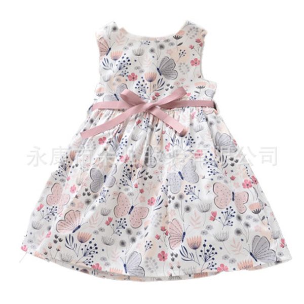 

girls designer printed dress kids butterfly print sleeveless dresses children casual sleeveless princess skirts girls a-line dress sale, Red;yellow