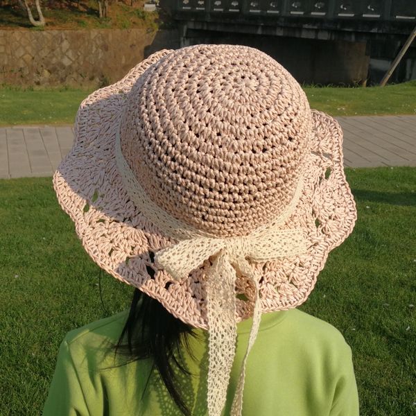 

czvtx 2020 корейский стиль солнцезащитных соломы солнцезащитных новых ручной соломенной шляпе модные милые детские защиты s лук все соответс, Yellow