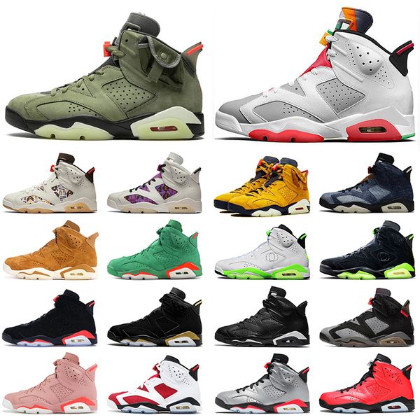 

2020 new jumpman hare 6 travis scotts 6 womens mens basketball shoes 6s black infrared dmp gatorade retro carmine trainers sneakers size 13