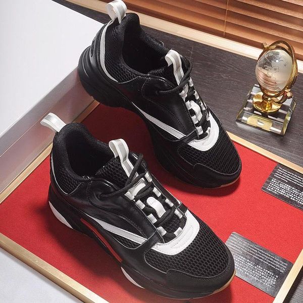 

breathable mens shoes fast delivery with origin box b22 calfskin sneaker comfortable vintage casual outdoor walking design sports shoes, Black