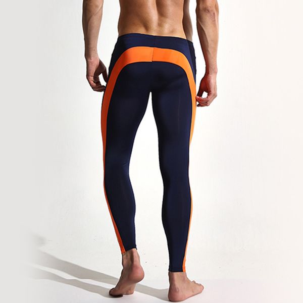 

men skinny leggings joggers running tight pants patchwork full length man gym sport exercise sweatpants fitness trousers, Black;blue