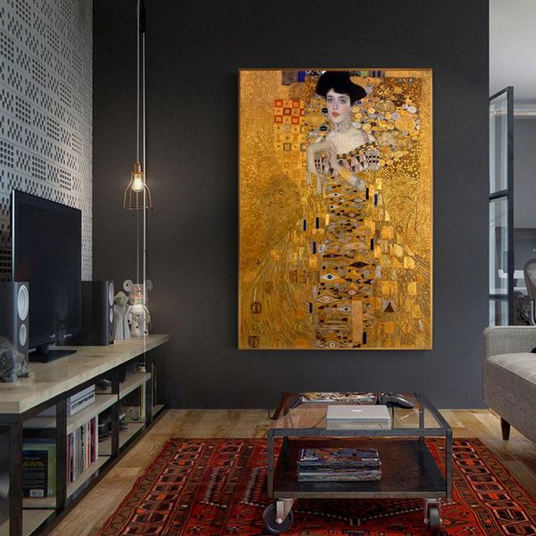 

Portrait Of Adele Bloch Canvas Paintings On The Wall Gustav Klimt Kiss Paintings Reproductions Canvas Prints For Living Bed Room
