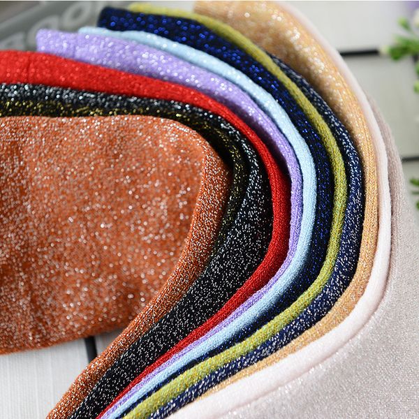 

korean style women's socks spring and summer gold and silver silk socks ladies solid color thin section breathable flash, Black;white