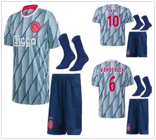 

20 21 ajax soccer jersey kit promes alvarez ajax away football shirt 2020 2021 van de beek tadic ziyech men set uniform, Black