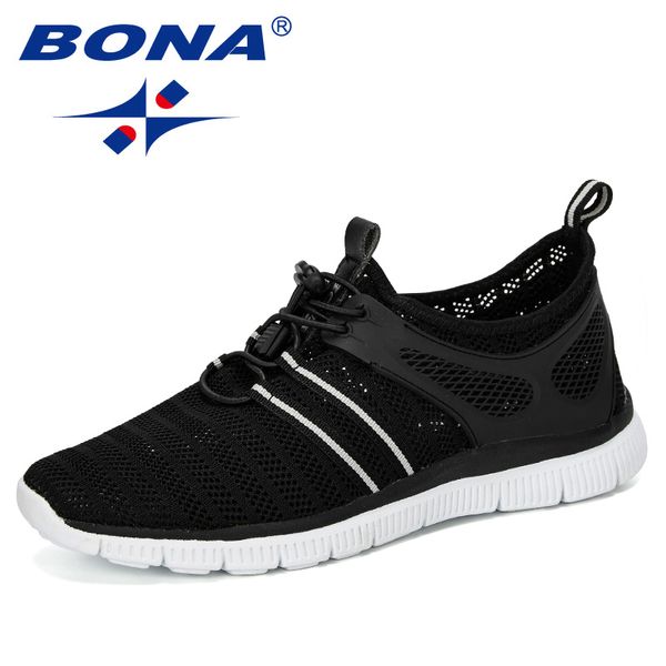 

bona 2020 new fashion krasovki men's casual shoes male sneakers lightweight breathable shoes tenis masculino adulto comfortable, Black
