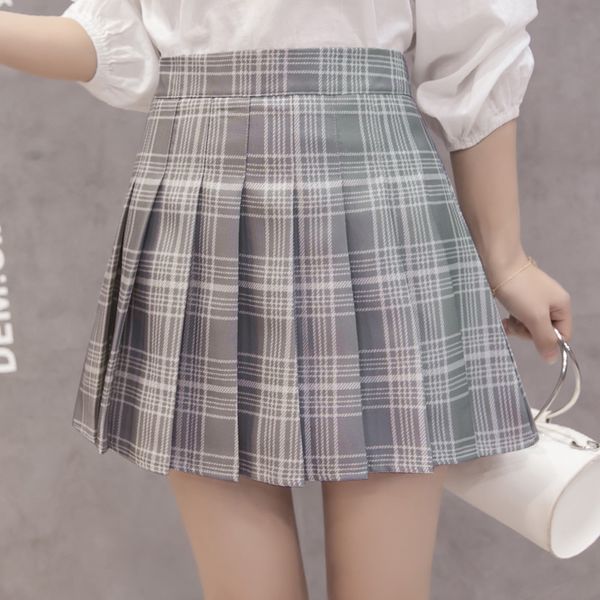

women pleat skirt harajuku preppy style plaid skirts mini cute japanese school uniforms ladies jupe kawaii skirt saia faldas, Black