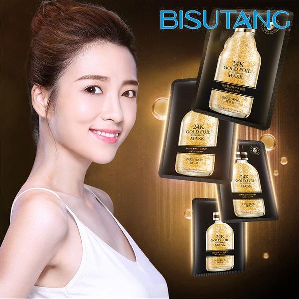 

24K gold foil Relieve skin Anti Puffiness and aging Remove Wrinkles Black Face Skin Care Easy absorb Whitening Wholesale face mask