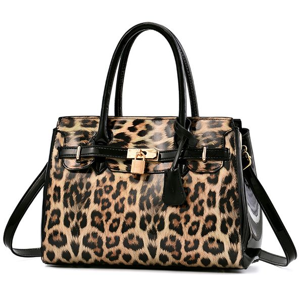 

new fashion leopard pattern leather women handbags purse large capacity tote bag ladies shoulder bags female messenger bag