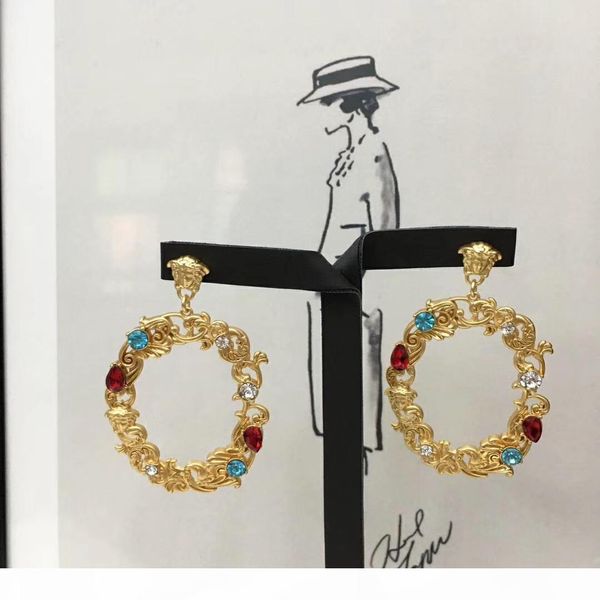 

round shape charm earring with colorful crystal and sparky diamond for women wedding jewelry ps8604, Silver