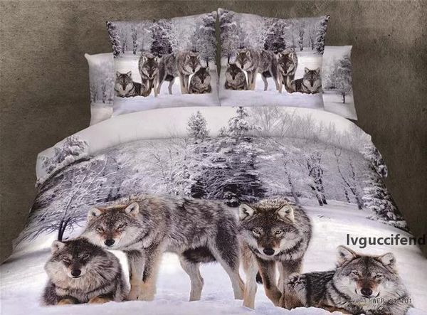 

nature pure cotton grey background with wolf duvet quilt covers  bedding 3d digital wolf printing 4pc set ing