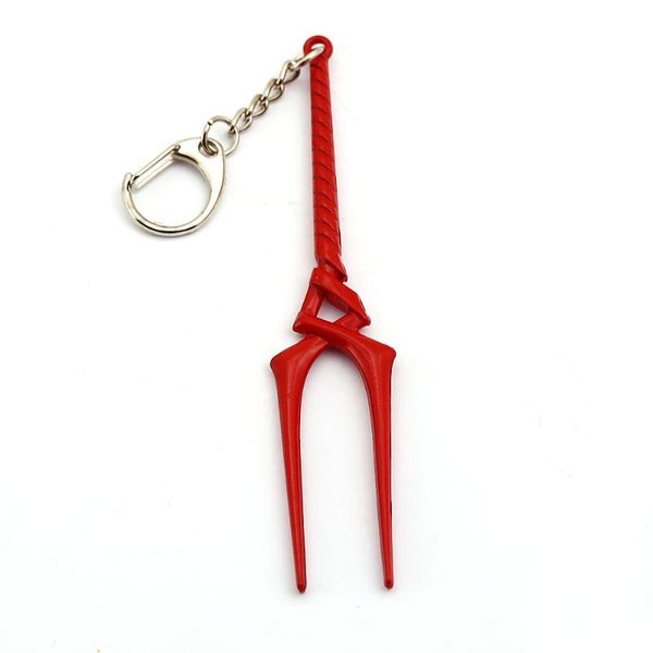 

anime keychain for men red metal neon key chain spear of longinus key ring women llaveros porte clef, Silver