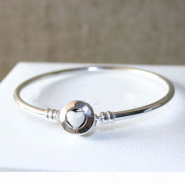 

classic white enamel bangle bracelet original box for pandora 925 sterling silver women wedding bracelets set, Black