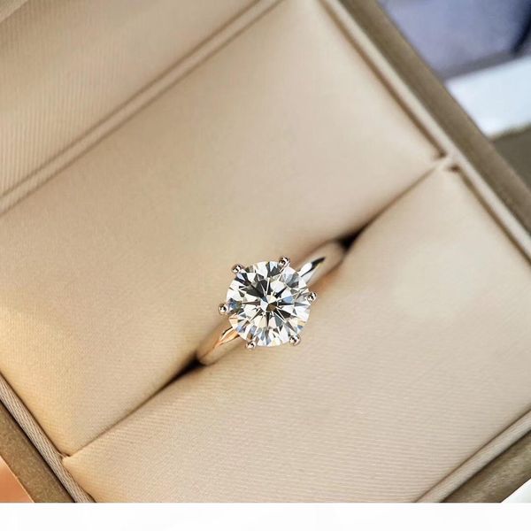 

60" and 1 oct or 2 oct size sparkly diamond for women wedding charm ring s925 silver luxurious quality lover gift drop shipping ps6430, Golden;silver