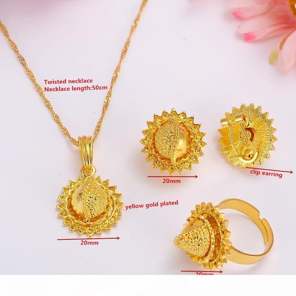 

new wholesale promotion glittering pendant necklace earrings ring joias ouro 24k real yellow fine solid gold gf bridal jewelry sets, Silver