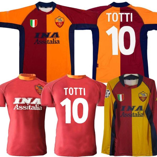 

2000 2001 2002 retro roma soccer jersey 00 01 totti batistuta candela montella classic commemorate collection rome maglia da calcio, Black;yellow