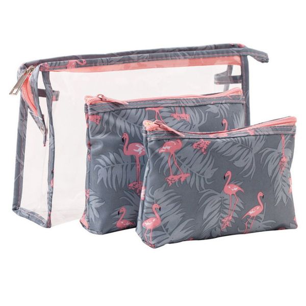 

3pcs cosmetic toiletry travel wash makeup bag pvc holder pouch kits pvc + nylon handmade 3pcs makeup storage bags