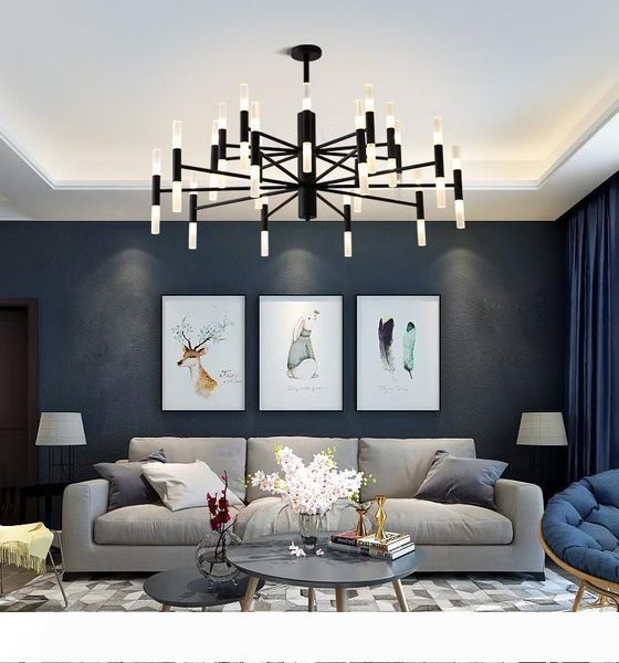

modern fashion designer black gold led ceiling art deco suspended chandelier light lamp for kitchen living room loft bedroom