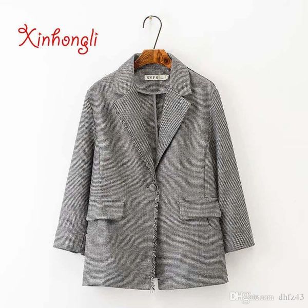 

plus size single button tassel turn-down collar women loose slim jackets 2020 autumn winter casual ladies pockets coats female, Black;brown